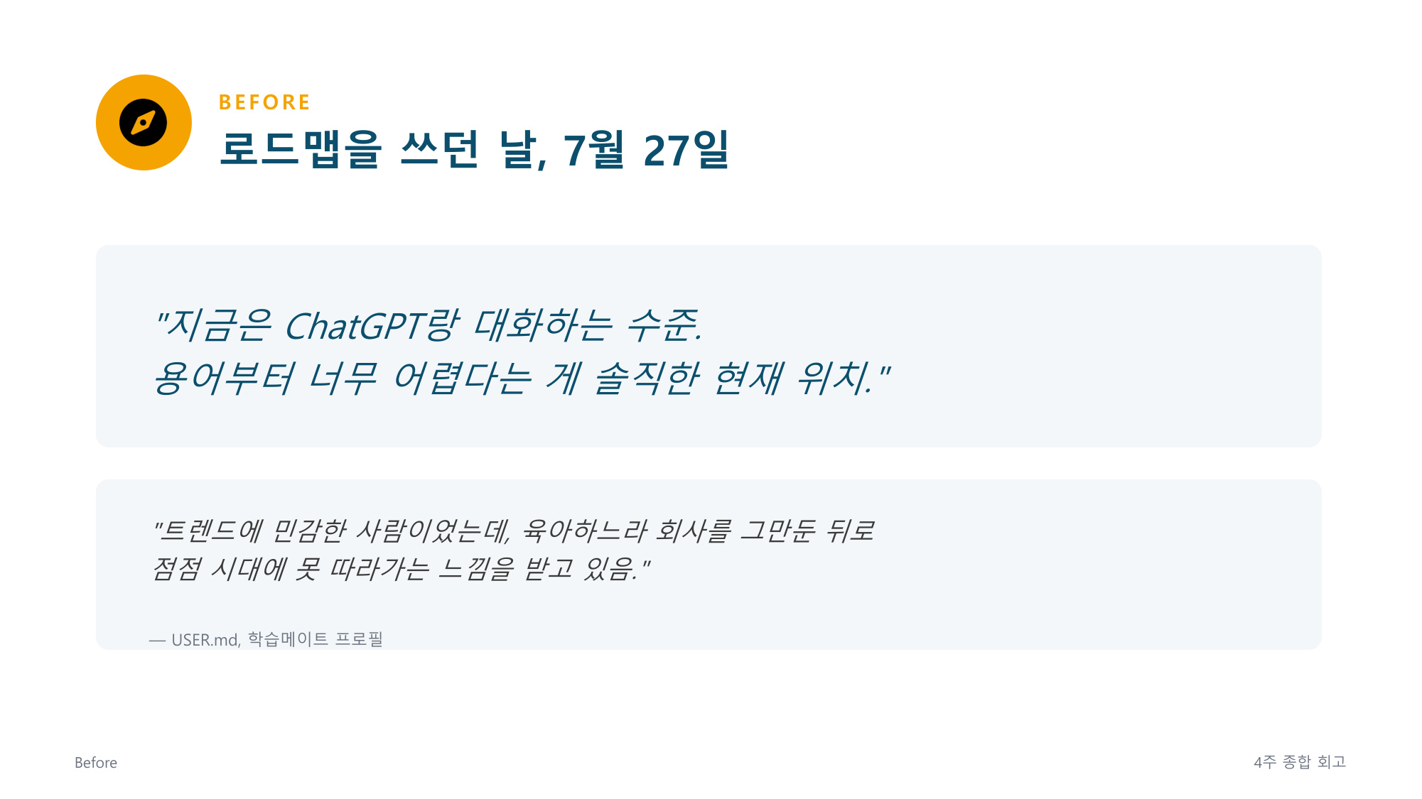 슬라이드 2 - Before, 로드맵을 쓰던 날